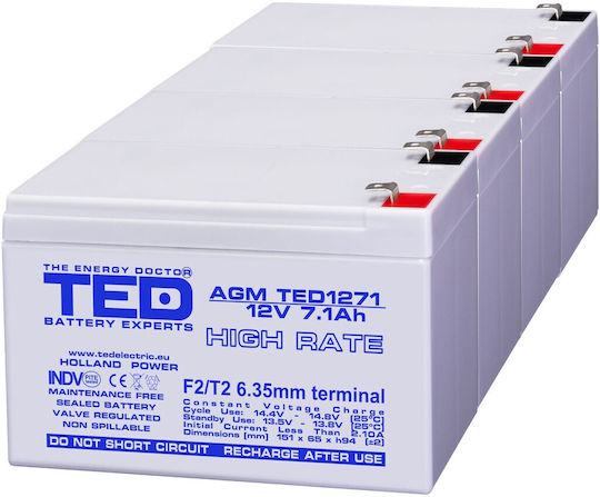 Battery Pack Compatible Apc Rbc31 48v 7.1ah 4x12v Ted Electric