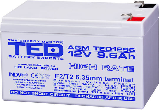 Battery Pack Compatible Apc Rbc17 12v 9.6ah 1x12v Ted Electric