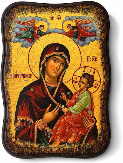 Icoană De Mână Maica Domnului Gorgoipikoos Lemn Neregulat 15x20cm