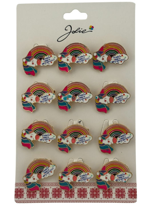 Set 12 Pinuri Martisor Copii Jolie Curcubeu Unicorn Model Mesaj Crede În Magie Martisor Multicolor