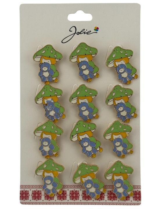 Set 12 Pinuri Mărțișor Copii Jolie Girl Design Ursuleț Din Plus Multicolor