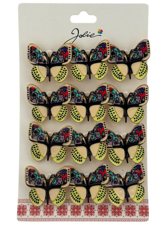Set 12 Pinuri Martisor De Primăvară Design Fluture Cu Aripă Deschisă Multicolore