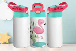 Stainless Steel Cap Kids Water Bottle Thermos with Straw Multicolour 360ml