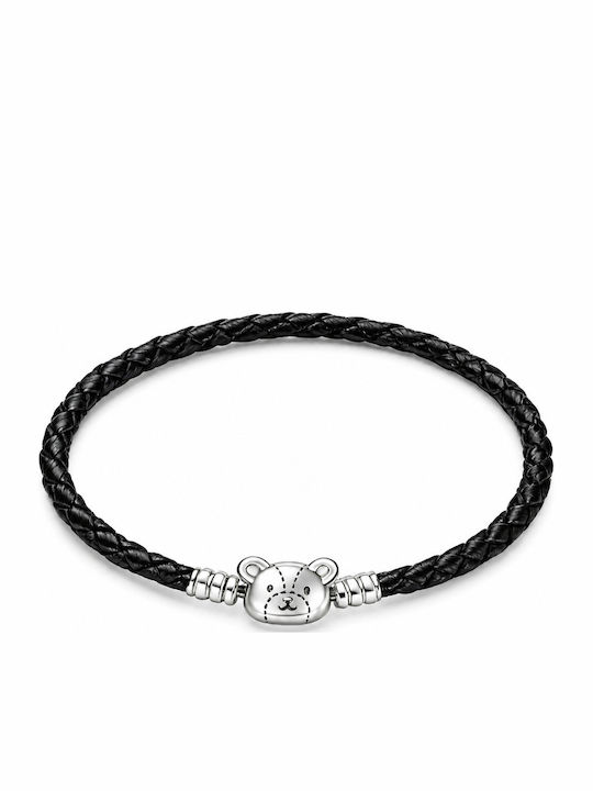 Diora Black Braided Bracelet Teddy Bear