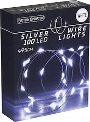 100 Λαμπάκια LED 5.05μ. Ψυχρό Λευκό Μπαταρίας σε Σειρά
