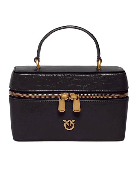 Pinko Klassische Leder Damen Tote Tasche Schwarze
