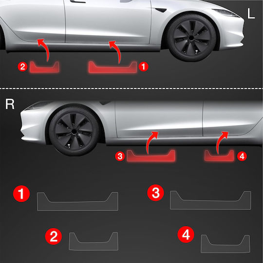 Grizzglass Protective Film Door Sill Grizzglass Bodyshield Tesla Model 3 2021-2025 4in1