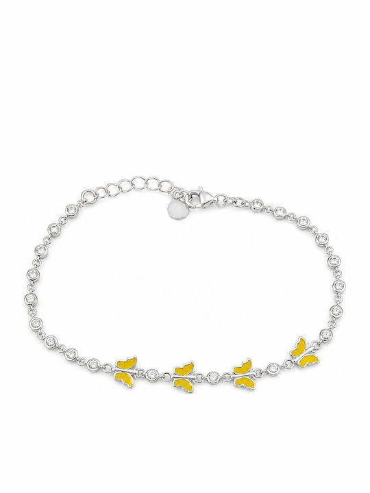 Children's Bracelet Jolie 925 Silver Butterfly Design Enamel Zirconium 21 Cm/4.4g Silver Yellow Children's Bracelet Jolie 925 Silver Butterfly Design Enamel Zirconium 21 Cm/4.4g Silver Yellow