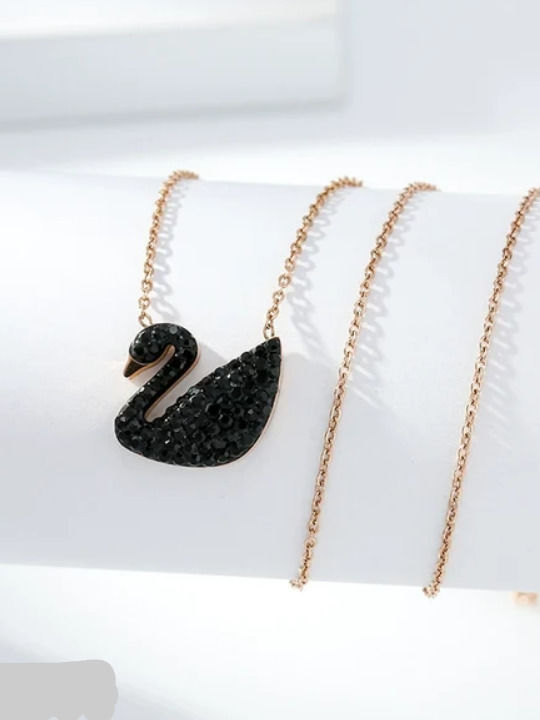 Swan Necklace with Black Zircon