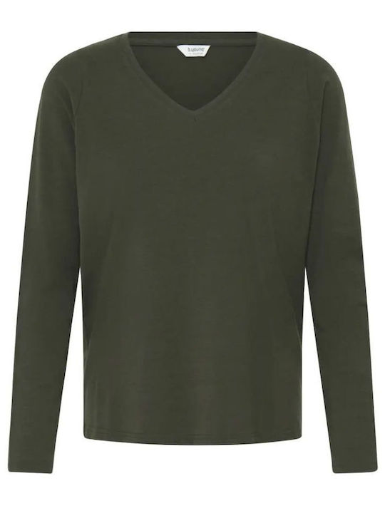 B.Younq Women's Long Sleeve Khaki Blouse