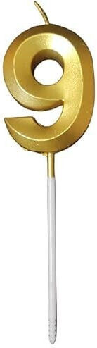 Lumânare Numărul 9 Flippy Model Diamant 5 X 3,4 Cm Aurie