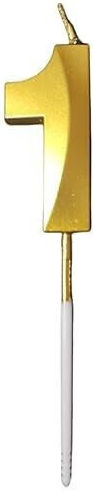 Lumânare Numărul 1 Model Diamant Flippy 5 X 3,4 Cm Auriu