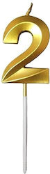 Number 2 Candle Flippy Diamond Model 5 X 3.4 Cm Gold