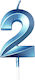 Number 2 Candle Flippy Diamond Model 5 X 3.4 Cm Blue