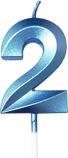 Number 2 Candle Flippy Diamond Model 5 X 3.4 Cm Blue