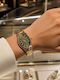 Damenuhr Batterie mit Rostfreier Stahlarmband Gold / Khaki