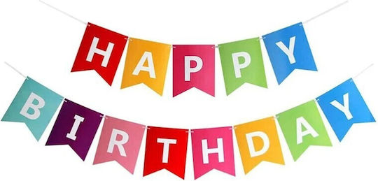Banner Happy Birthday 100x200 Cm Steag Flippy Dimensiune 11.5x16.5 Cm Rulou De Ață Inclus Multicolor