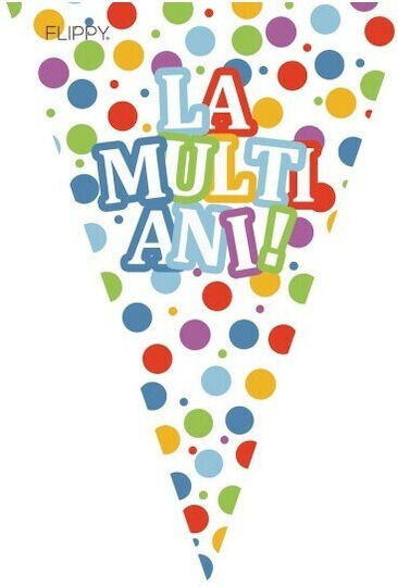 Set 10 Steaguri Tip Banner Flippy Colecția La Mulți Ani Lungime 270 Cm Realizate Din Hârtie Creponată Multicoloră