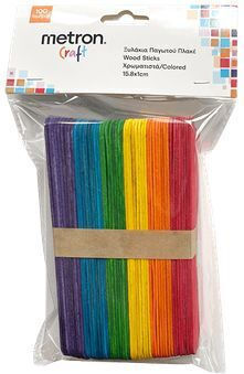 Metron Craft Chopsticks Tongue Depressors Colored 100 Pieces 158x15mm