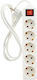 Cometic Extension Cord Cable Extension 5 Sockets Length 3m Cable Cross Section 3 x 1.5mm² and Grounding