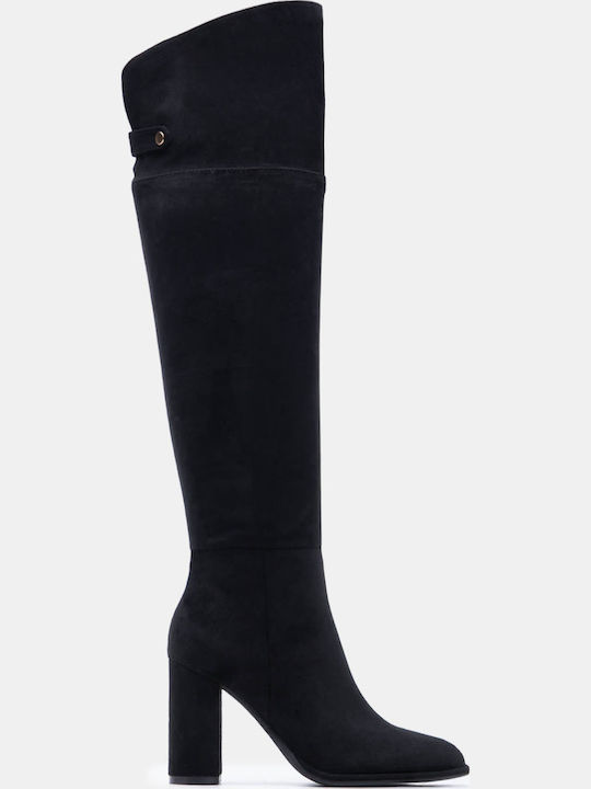 Wildleder Damenstiefel Über dem Knie Schwarze