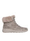 Glacial Ultra Leather Women's Ankle Boots with High Heel & Fur Beige