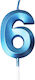 Number 6 Candle Flippy Diamond Model 5 X 3.4 Cm Blue