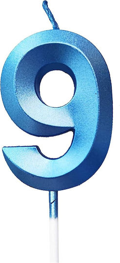 Number 9 Candle Flippy Diamond Model 5 X 3.4 Cm Blue