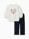 Kids Sweatpants Set Ecru/Blue