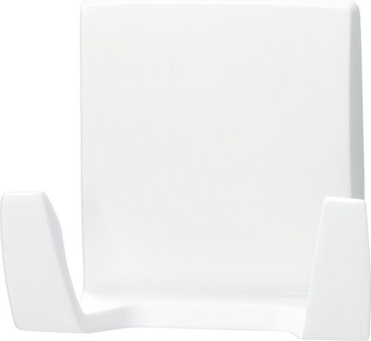 Tesa Wave Άγκιστρο Μπάνιου Διπλό με Αυτοκόλλητο ​6.6x6cm Λευκό
