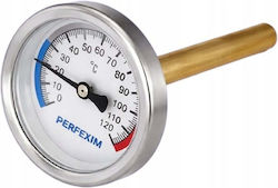 Perfexim Bimetallischer Axialthermometer Pha-500 T Dn63 G1/2x100 Mm Hülse Bereich 0-120°C 20-500-0630-100