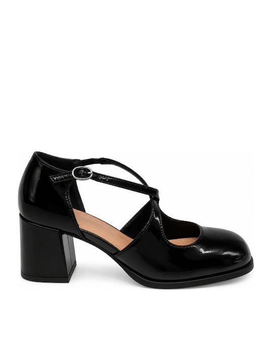 Heels with Strap & Chunky Mid Heel Black WM-MP7008-27HH-BLACK
