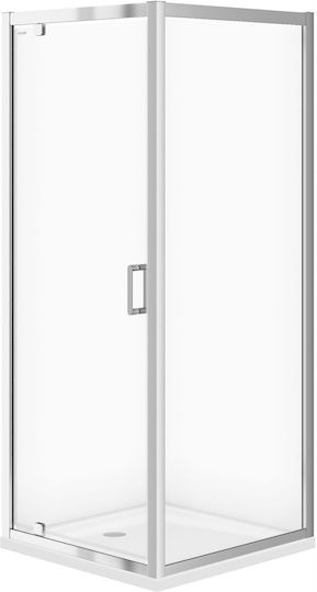 Cersanit Душ Кабинет с Шарнирна Врата 80x80x190см Прозрачно Стъкло Chrome