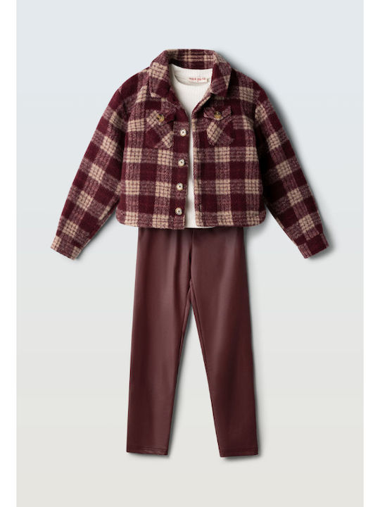 Set pentru copii cu jambiere 4 bucăți Burgundy