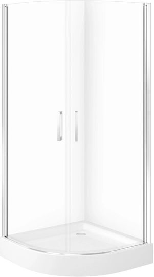 Cersanit Halbkreisförmige Duschkabine mit Schiebetür 16x90x90cm Klarglas