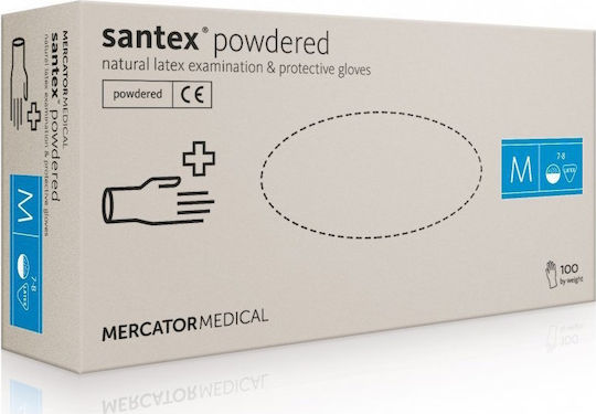 Mercator Medical Latex Gloves Powdered in White Color 100 Pieces