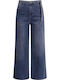 Celestino Women's Jeans Wide Leg Strass On the Waist Loose Fit Dark Blue