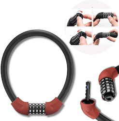 Rockbros Rks870-bk Închizătoare Antifurt cu Combinație Cablu de Oțel 85 Cm Roșie