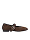 Suede Women's Ballerina Shoes Brown