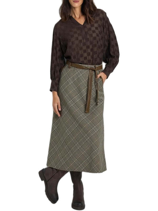 Leather Midi Brown Skirt