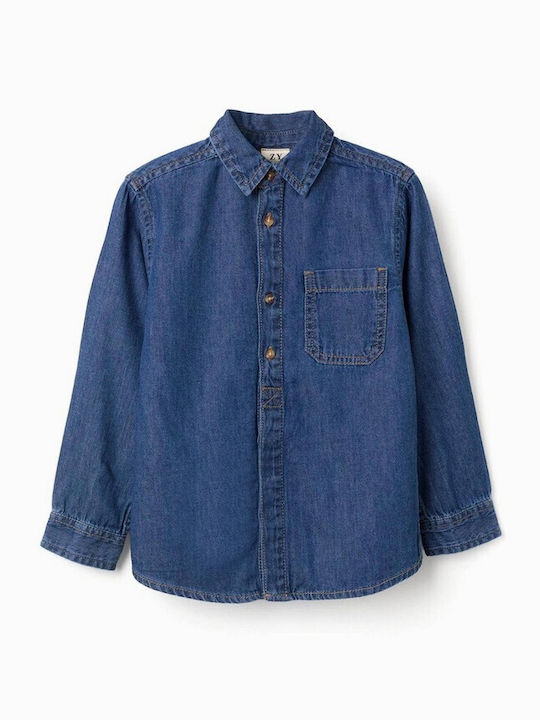 Kinderhemd Langärmelig Denim Blau