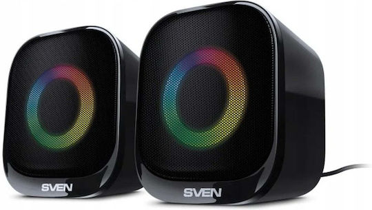 Sven G345 Ηχεία Υπολογιστή 2.0 με RGB Φωτισμό και Bluetooth Ισχύος 10W Μαύρα