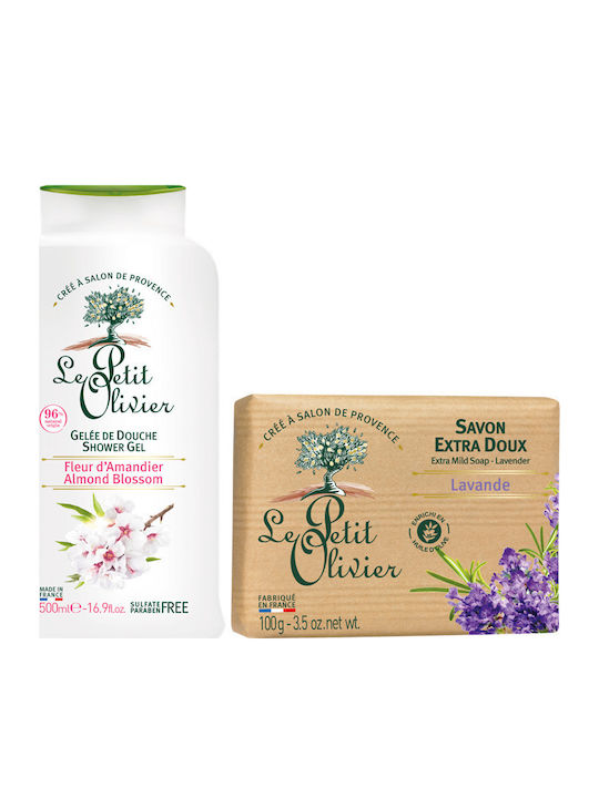 Le Petit Olivier Body Care Set Almond Jelly Shower Gel 500ml + Lavender Soap 100g