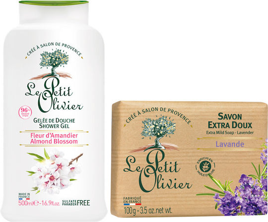Set Îngrijire Corp Le Petit Olivier Gel De Duș Cu Jeleu De Migdale 500ml + Săpun Cu Lavandă 100g