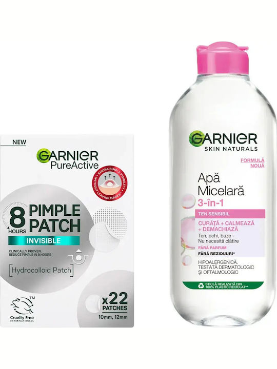 Garnier Set Skin Naturals Micellar Water Sensitive Skin 400 Ml + Pure Active Invisible Acne Patches 22 Pieces Garnier Set Skin Naturals Micellar Water Sensitive Skin 400 Ml + Pure Active Invisible Acne Patches 22 Pieces