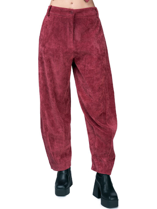 Moutaki Women's Fabric Trousers Burgundy