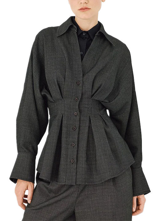 Long Sleeve Women's Shirt Brown-Beige