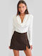 Draped Bodysuit White