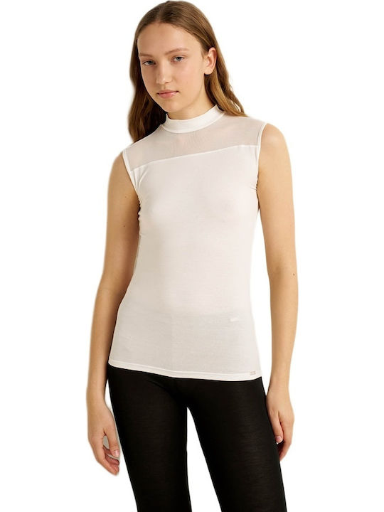 Ärmelloses Schwarzes Damen T-Shirt Rollkragen
