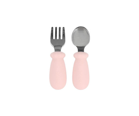 Tutete Set de Tacâmuri pentru Bebeluși din Plastic cu Carcasă pentru 4+ Luni Roz 2 Bucăți